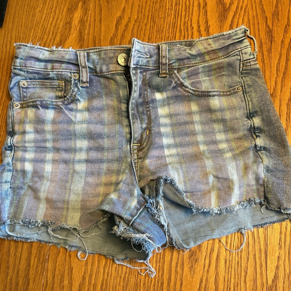 American Eagle Shorts Hi-Rise Shortie Jean Stripe Ne(x)t Level Rainbow size 8